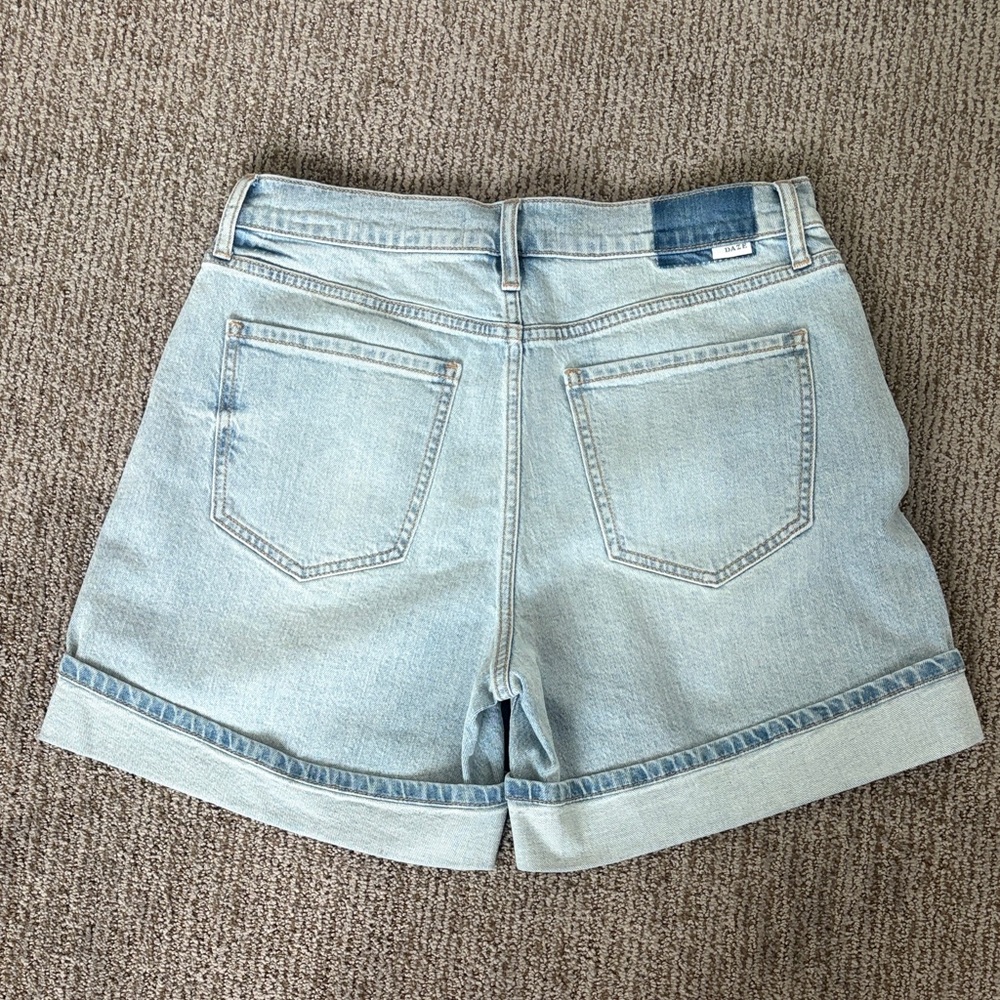 DAZE Light Blue High-Rise Cuffed Denim Shorts - Women's Jean Shorts - Picture 2 of 4